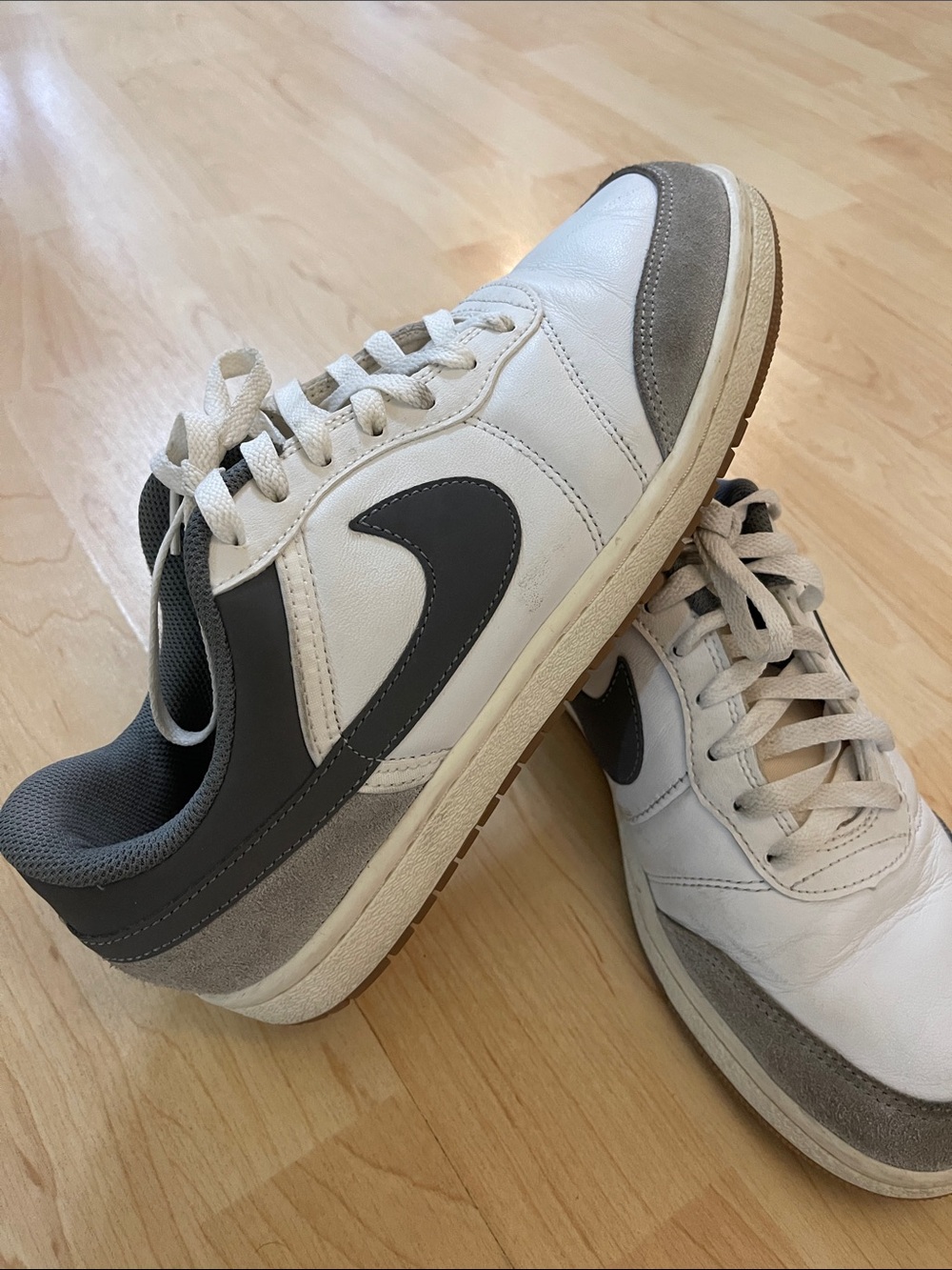 Nike White and Gray Low-Top Sneakers